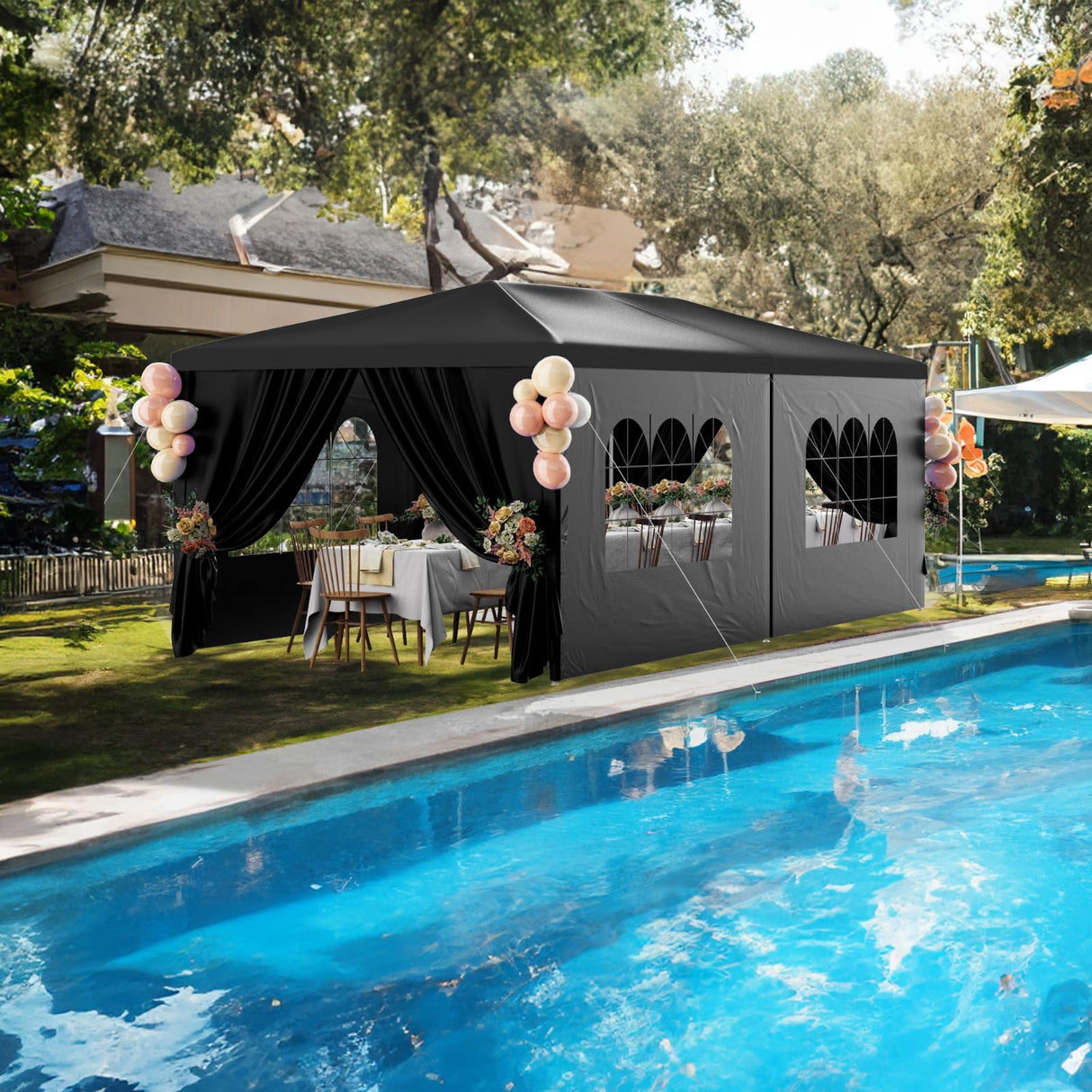 susici 10x20 Black Outdoor Party Tent with 6 Removable Sidewalls Outdoor Tents for Parties Gazebo Canopy Tent Event Tent for Wedding, Birthday, Garden Parties and Backyard Patio BBQ Camping susici