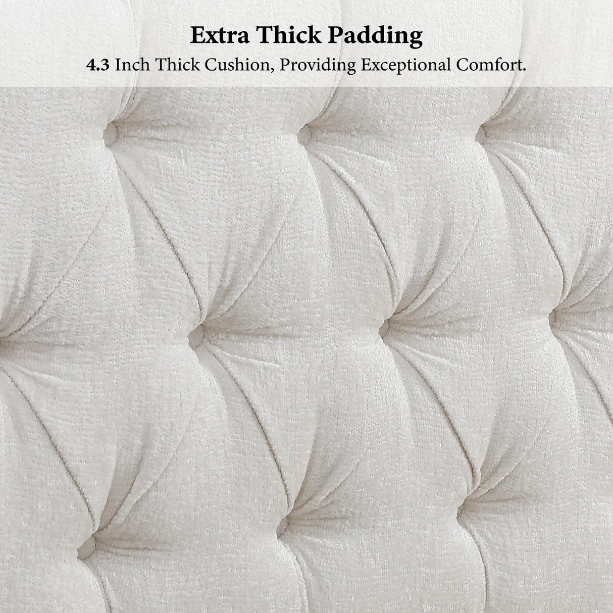 Luxury Queen Size Sleigh Bed Frame with Upholstered Headboard & Footboard,Tufted Chenille Fabric,Sturdy Wood Slat Support,Classic Wingback Design,Cream koorlian