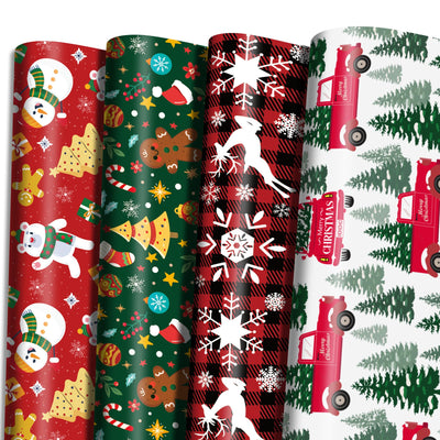 OHOME Christmas Wrapping Paper - Jumbo Sheets 29" x 42" | Gift Bags | Red, Green and White Tissue Paper - Xmas Decorations, Gifts for Kids Men Women | Party Favors