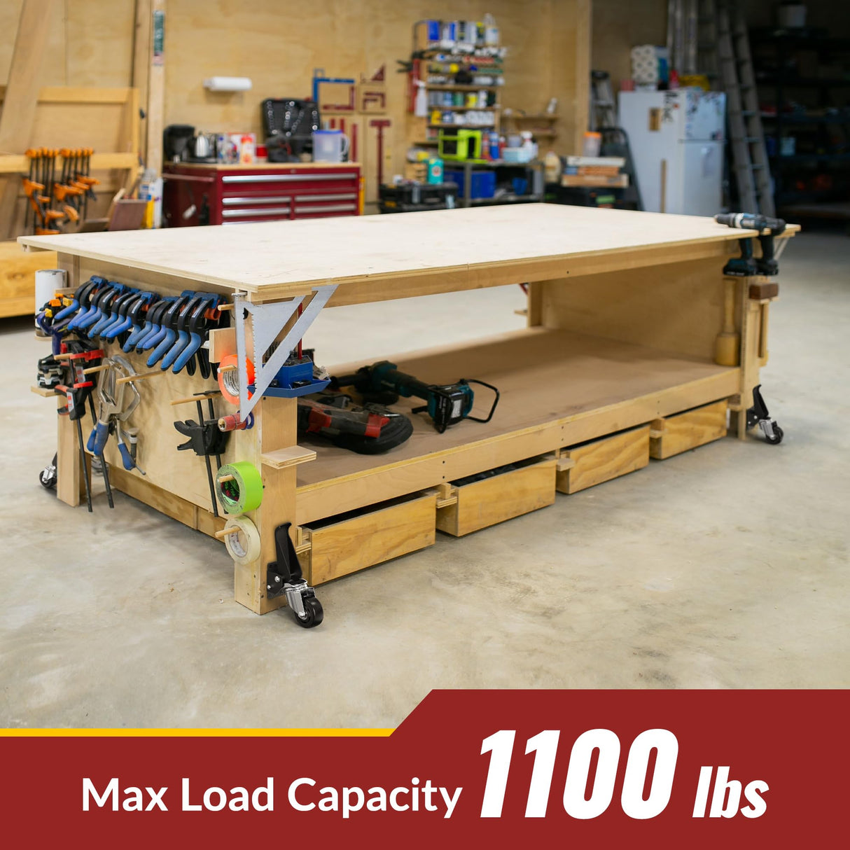 Heavy Duty Workbench Casters 3 Inch Retractable Casters with Lifting and Lowering Function 360° Rotation Ideal for Workbenches or Other Equipment Maximum Load of 1100 lbs HOLKIE