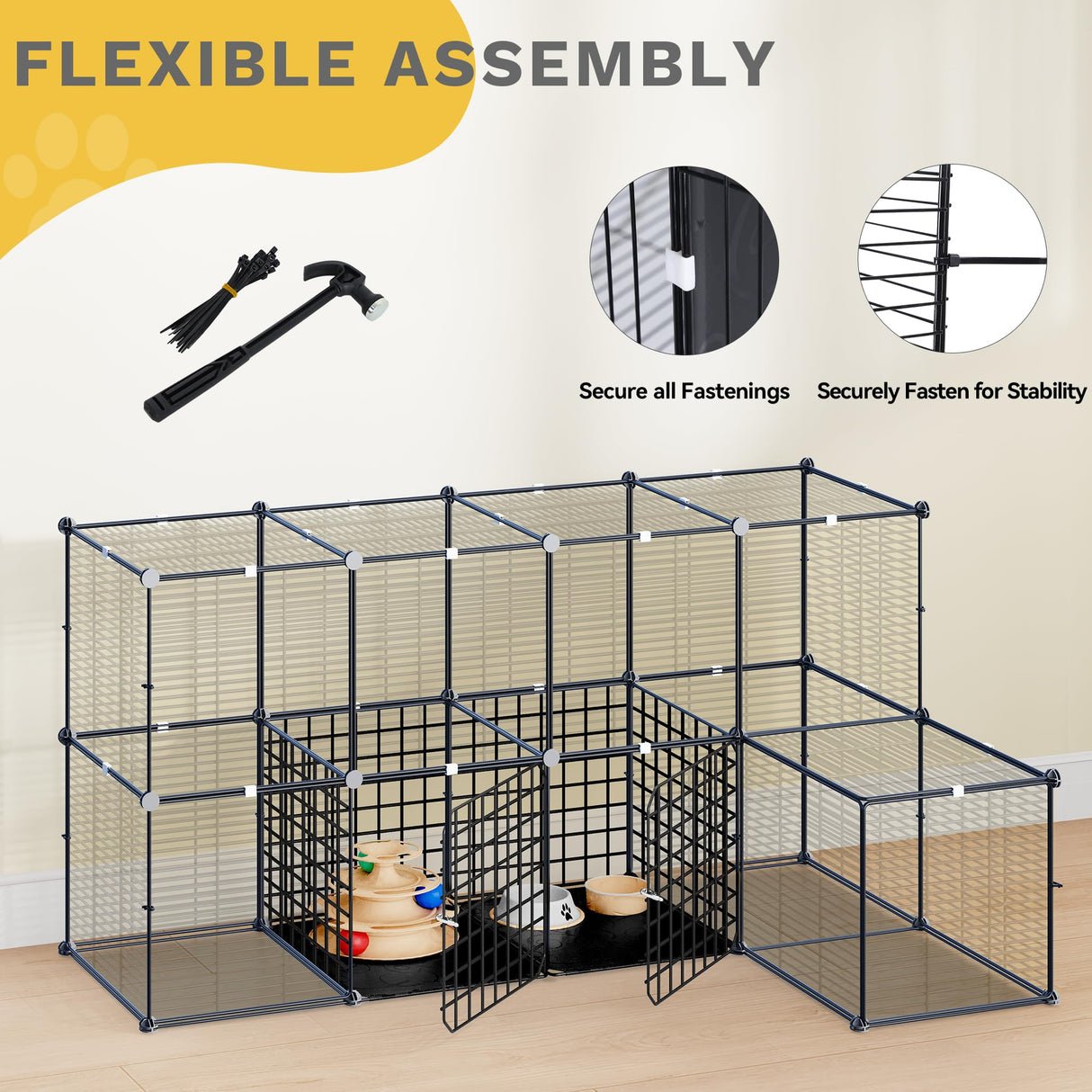 DWVO 4 Tier Large Cat Cage Indoor Enclosure, Kennels DIY Cat Playpen Catio Kitten Cage with Large Hammock for 1-3 Cats DWVO