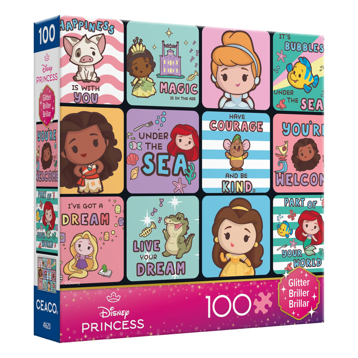 Ceaco - Disney - Princess Collage - Glitter Puzzle - 100 Piece Jigsaw Puzzle Ceaco