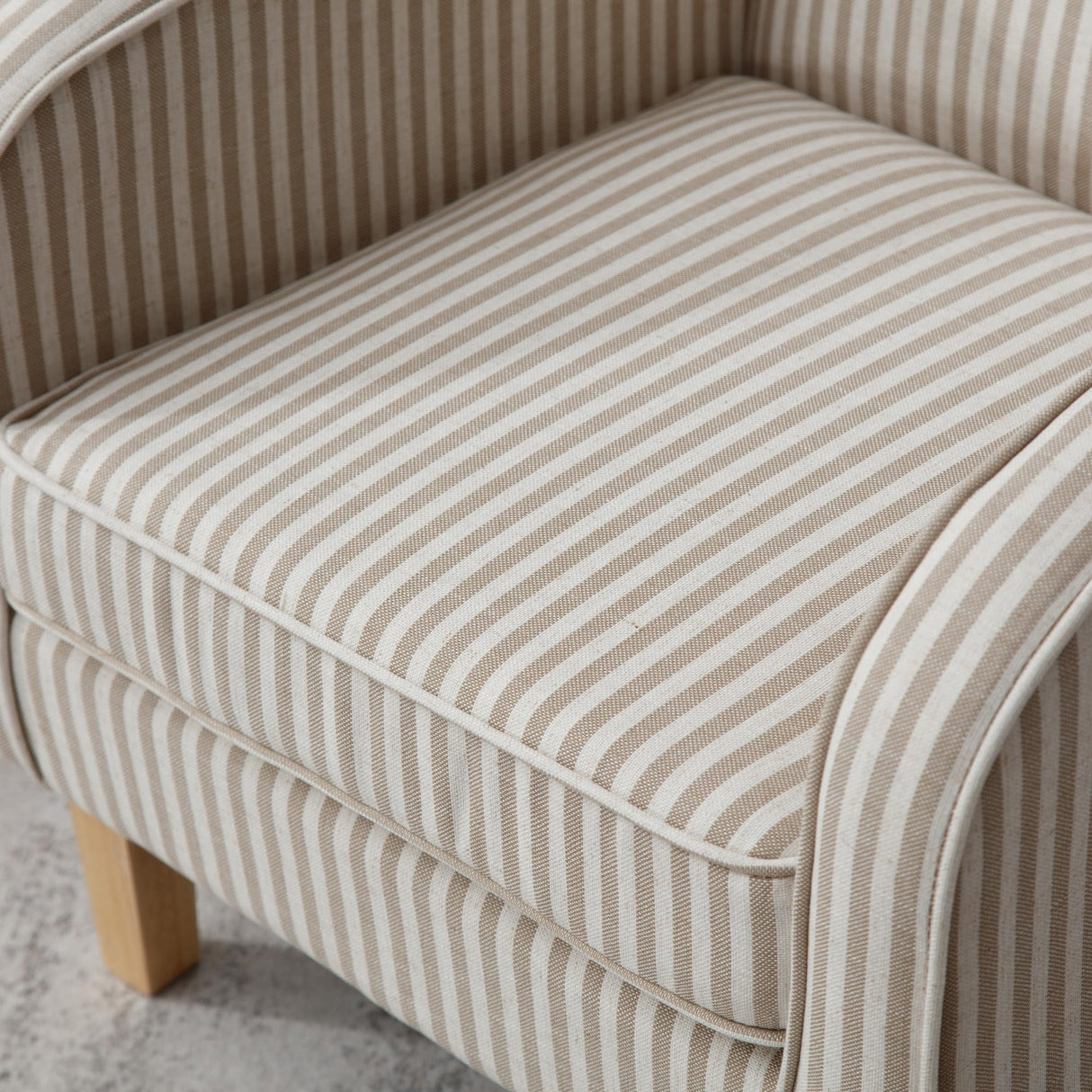 BESTANO Striped Accent Chair for Living Room, Farmhouse Linen Upholstered Striped Arm Chair Seat Reading Chairs Bedroom Side Seating for Home Office, Beige with Stripe BESTANO