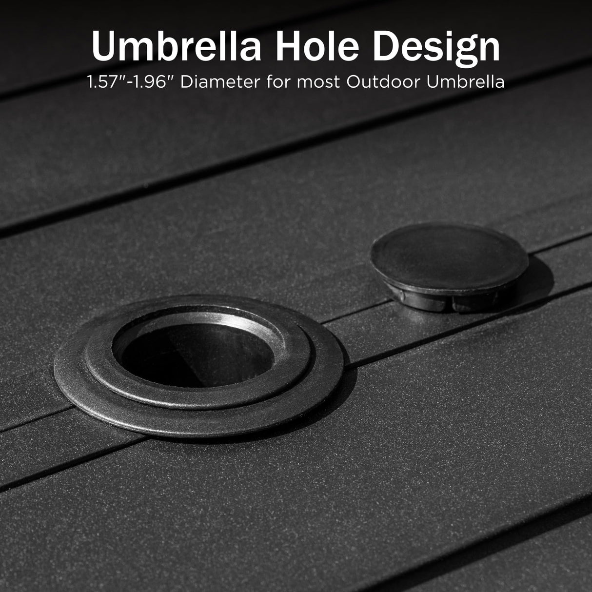 PHI VILLA Outdoor Patio Bar Dining Table for 6, 40" High Top Rectangle Metal Steel Table with 1.97" Umbrella Hole for Garden, Yard and Deck, Black PHI VILLA