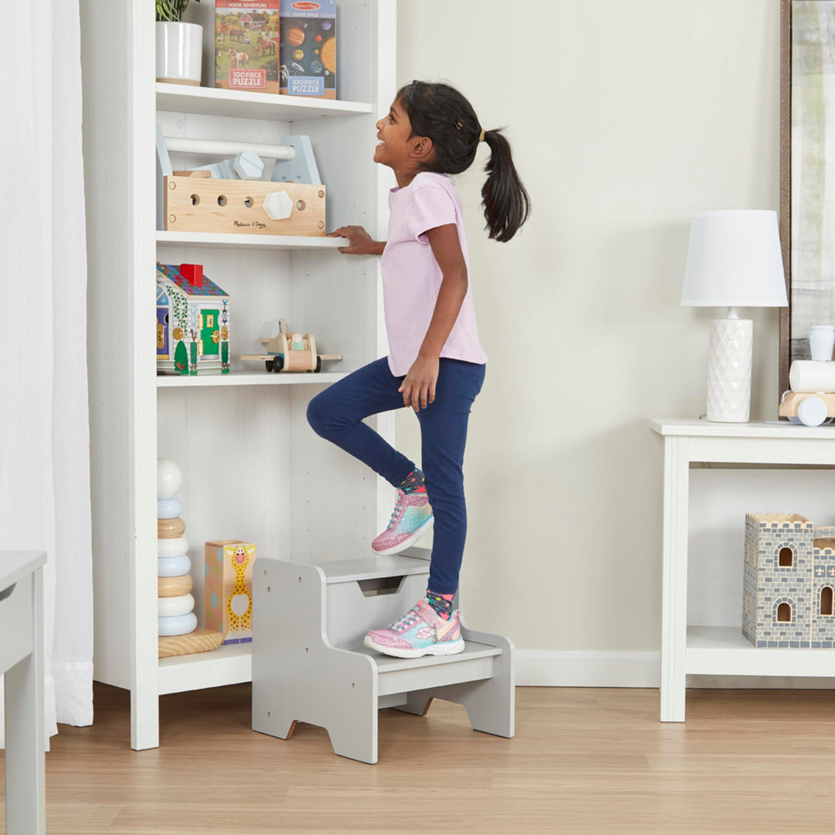 Melissa & Doug Kids Furniture Wooden Step Stool - Gray Melissa & Doug