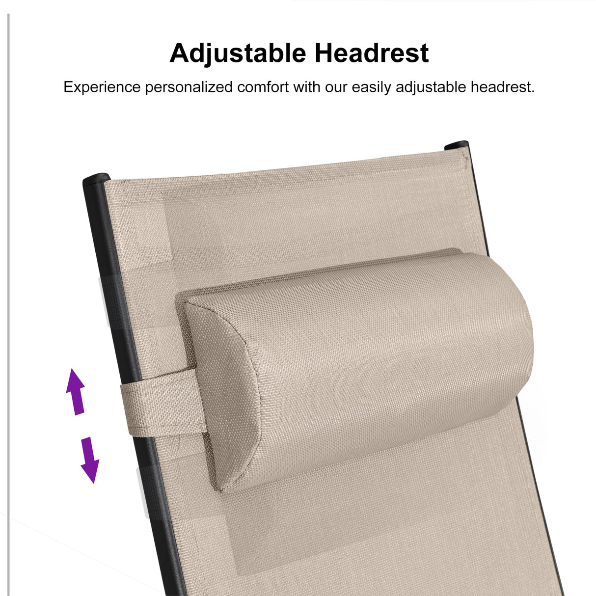 PURPLE LEAF Patio Chaise Lounge Set of 3 Outdoor Lounge Chair Beach Pool Sunbathing Lawn Lounger Recliner Chiar Outside Tanning Chairs with Arm for All Weather, Side Table Included, Beige PURPLE LEAF