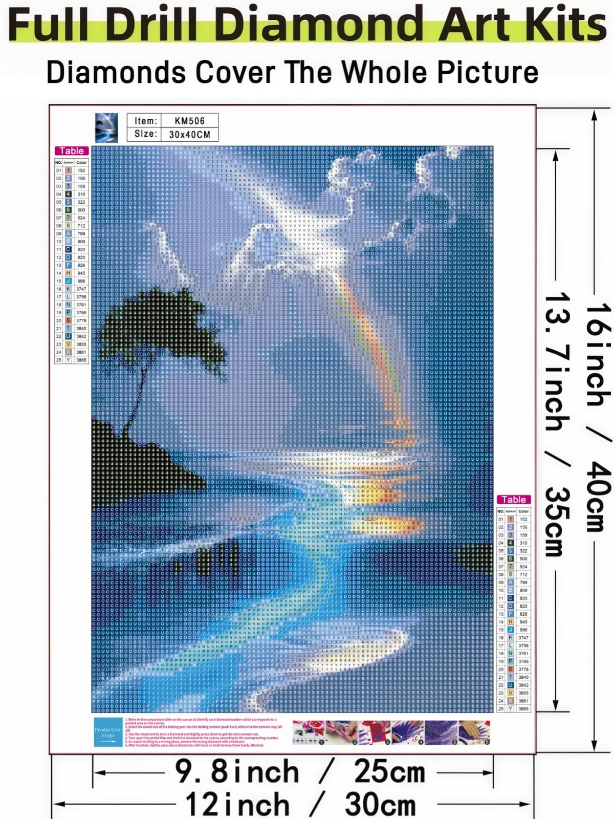 Rainbow Sky Diamond Art Kits for Adults, 5D Diamond Painting for Adult Beginners, DIY Full Drill Round Gem Painting Dot Art for Adults,Home Wall Decor 11.8x15.7 Inch 5DDIYART