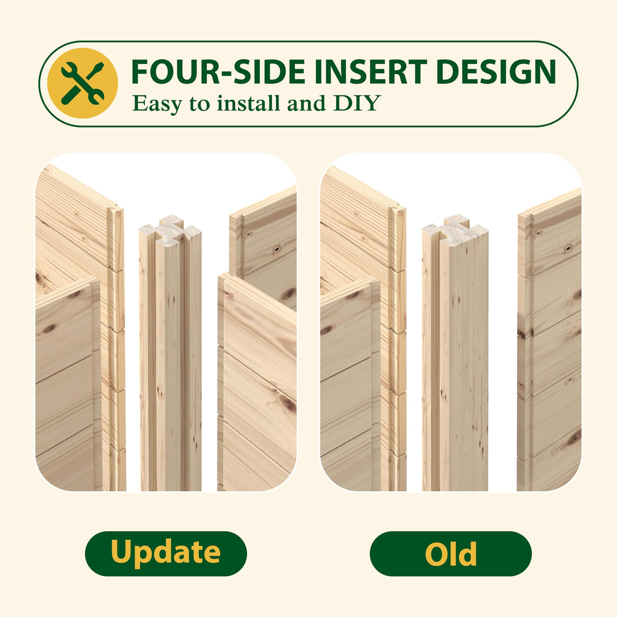 MUPATER 8x4x1.5 FT Wooden Raised Garden Bed, 43 Cubic Feet Outdoor Plant Box with Mortise & Tenon Design, Deep Raised Garden Bed for Herbs, Vegetables and Flowers, Garden, Natural Wood MUPATER