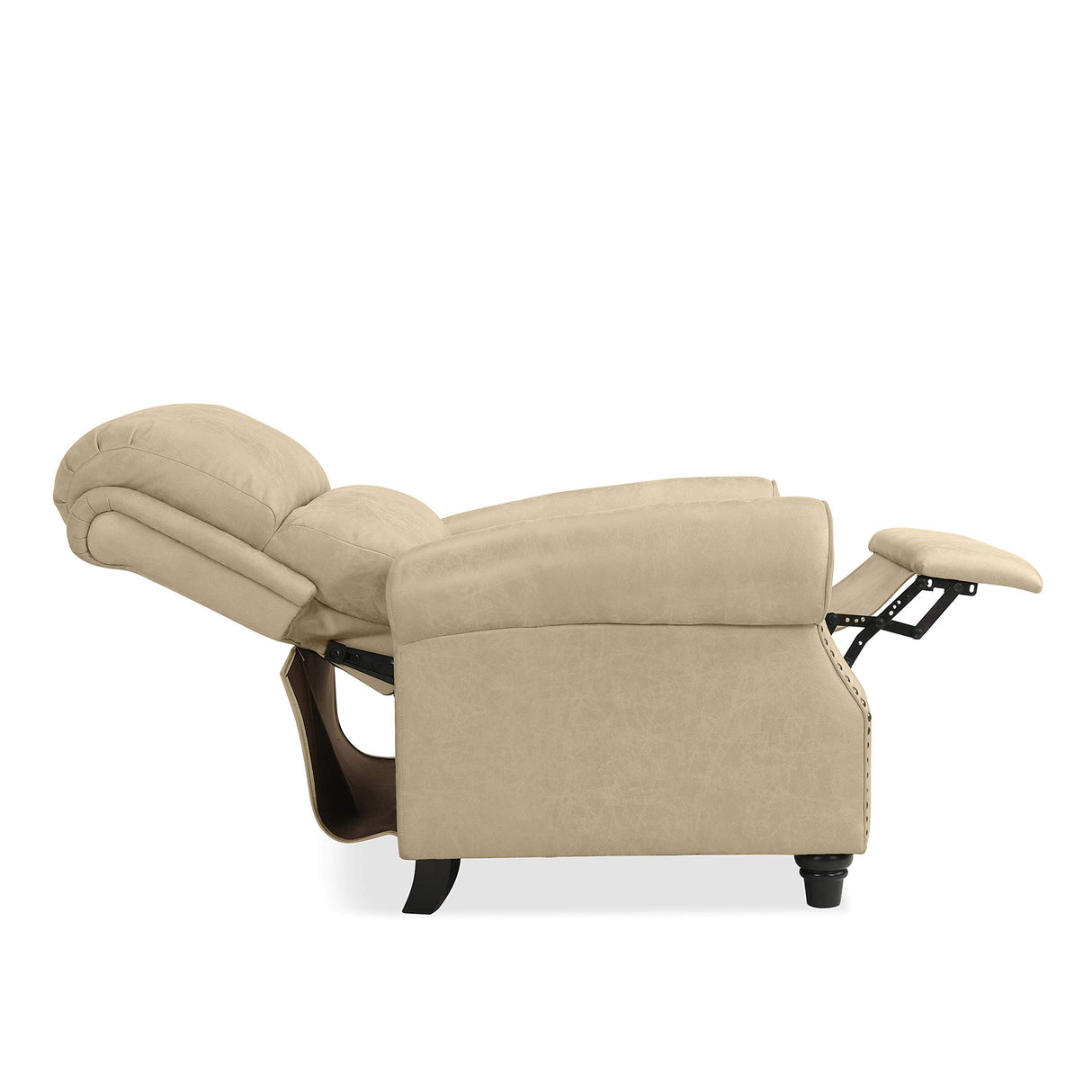 Domesis Cortez - Distressed Faux Leather Push Back Recliner Chair, Latte Tan Domesis