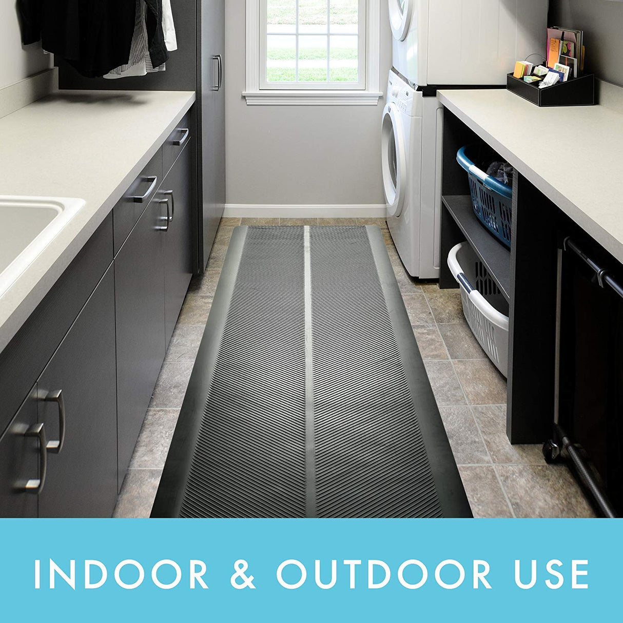 CLIMATEX Indoor/Outdoor Rubber Runner Mat, Door Mat For Floor Protection, 27" X 10', Black (9A-110-27C-10) CLIMATEX