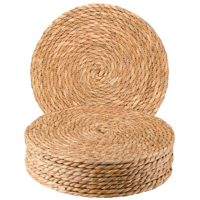Round Woven Placemats 12 inch Set of 10 - Boho Rattan Placemats Natural Water Hyacinth Placemat, Farmhouse Weave Place Mats, Rustic Braided Wicker Table Mats for Dining Table,Home,Wedding