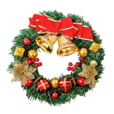 Bacucine Christmas Wreath for Front Door 12 Inches Door Wreath with Red Bowknot Artificial Garland Wreath for Window Table Home Wall Party Porch Farmhouse Indoor Outdoor Decor