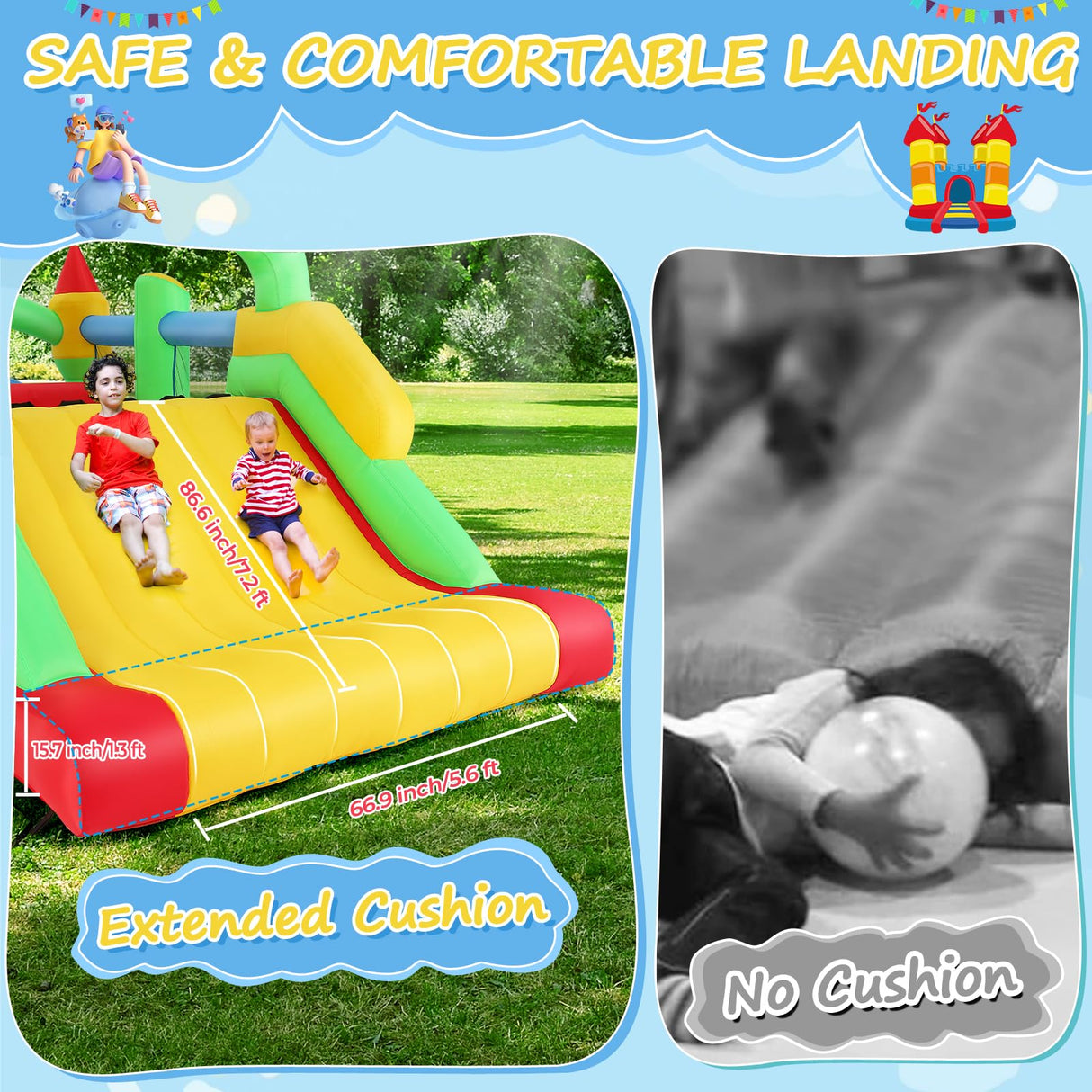 Whubefy Bounce House for Big Kids 8-12, 18 x 8.2FT Kids 3-6 Inflatable Obstacle Course w/Dual Tunnels, Large Slide, Climbing, Obstacles and Bounce Area Castle for Birthday Party, Fun Racing Game Whubefy