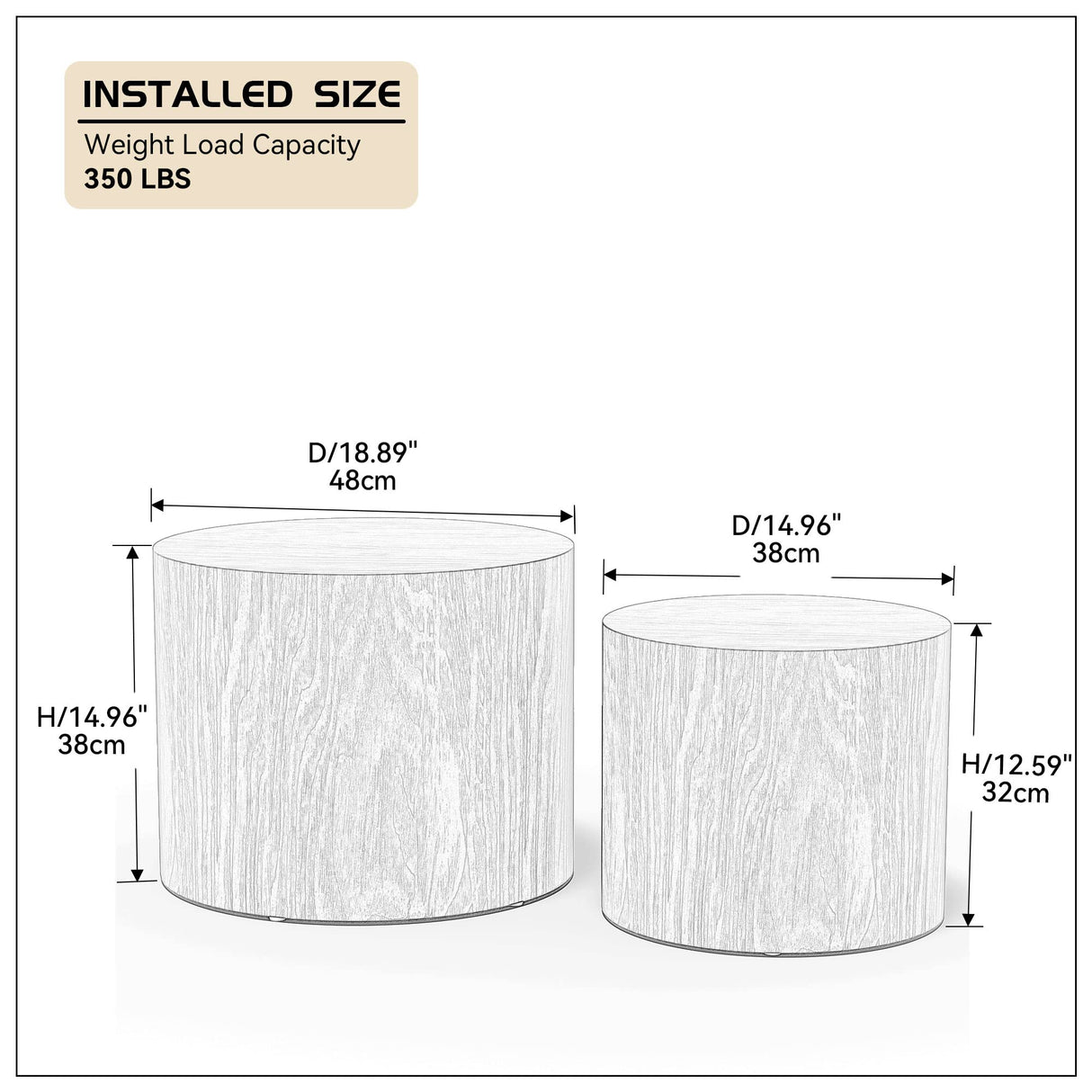 WILLIAMSPACE Nesting Coffee Table Set of 2, Walnut Round Wooden Coffee Tables Modern Circle Table for Small Space Living Room Bedroom Accent End Side Table (Walnut-Round) WILLIAMSPACE