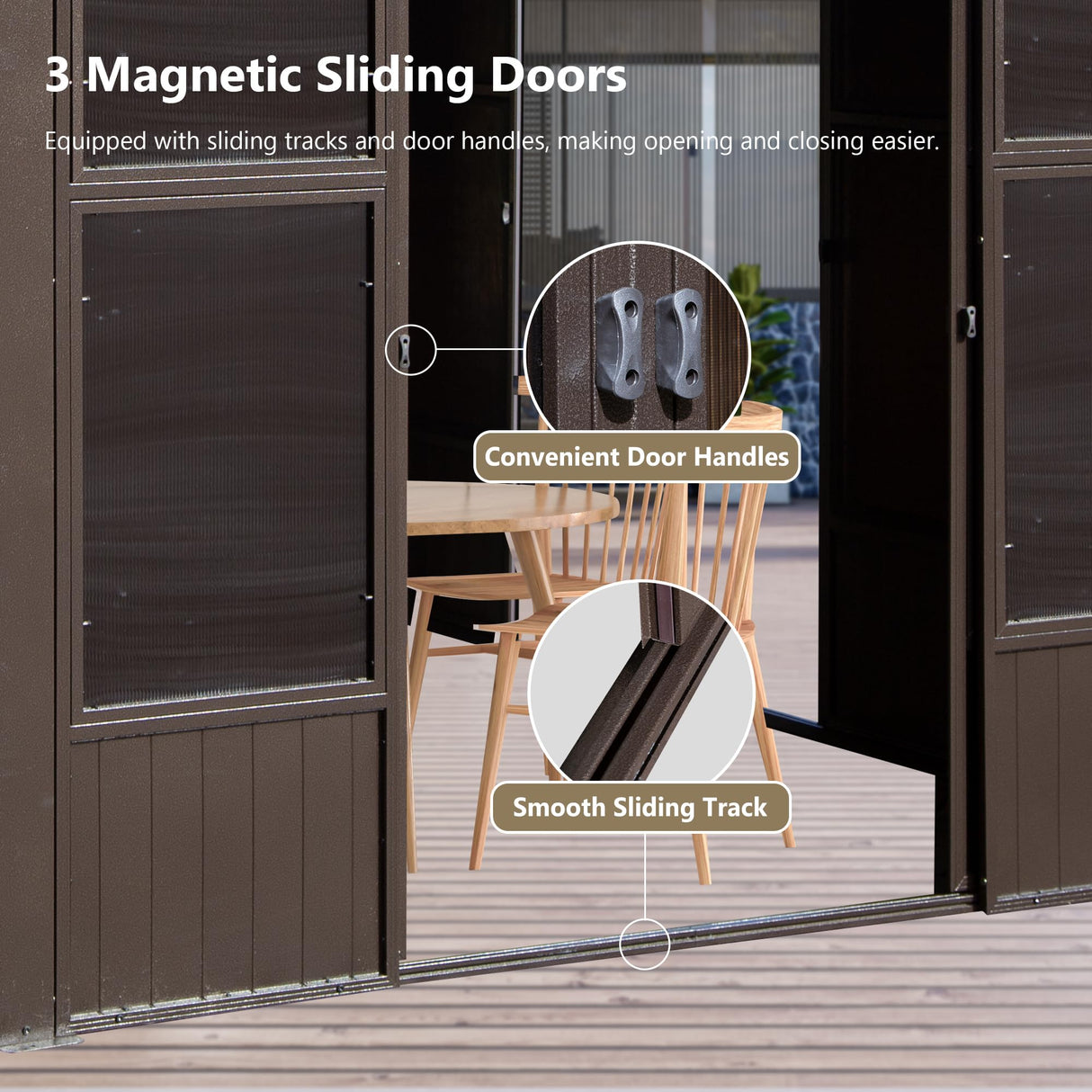 Domi 8x12FT Sunroom,Wall Mounted Gazebo Solarium with Front Door, Both Side Entrance, Galvanized Steel Sloping Roof, Moveable PC Screen, Outdoor Permanent Sun Room Lean to Gazebo for Deck Patio domi outdoor living