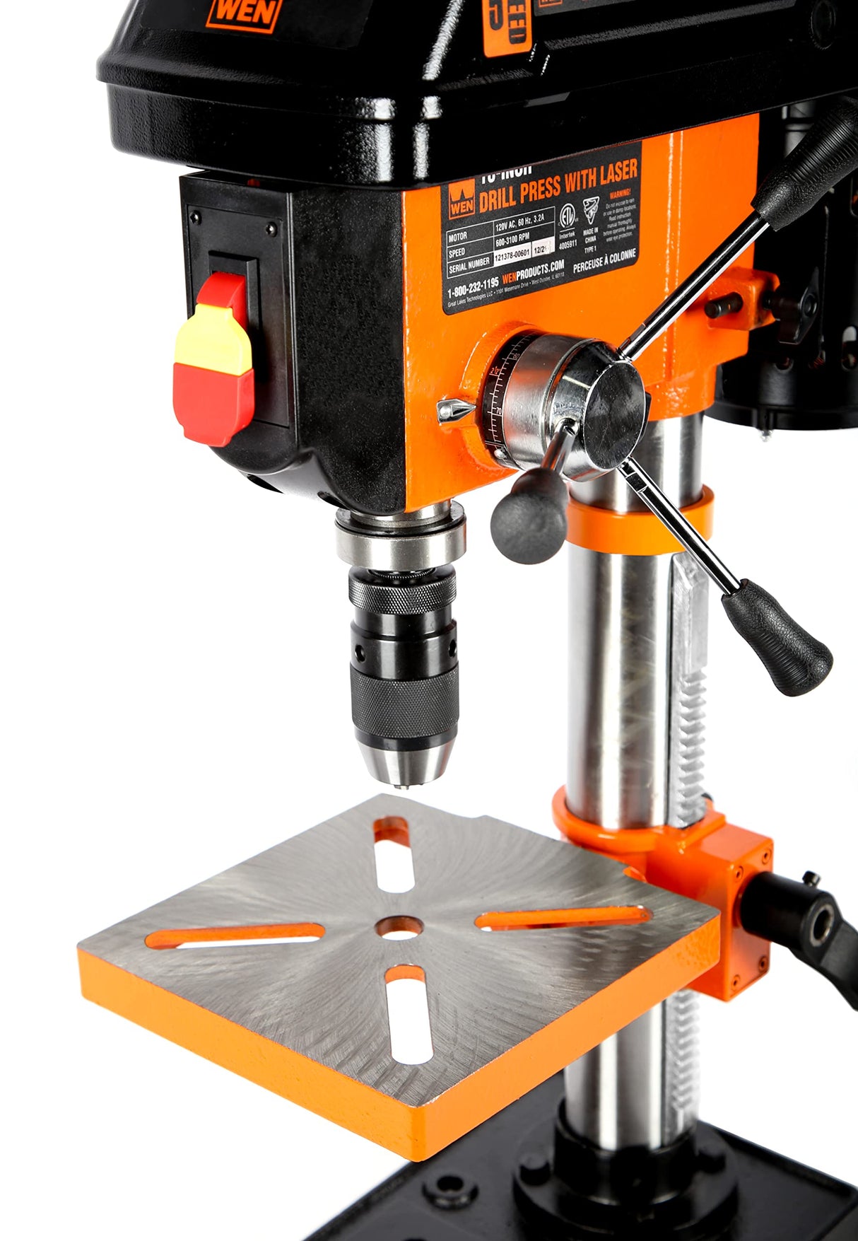 WEN 4211 3.2-Amp 10-Inch 5-Speed Cast Iron Benchtop Drill Press with Laser and Keyless Chuck , Black WEN