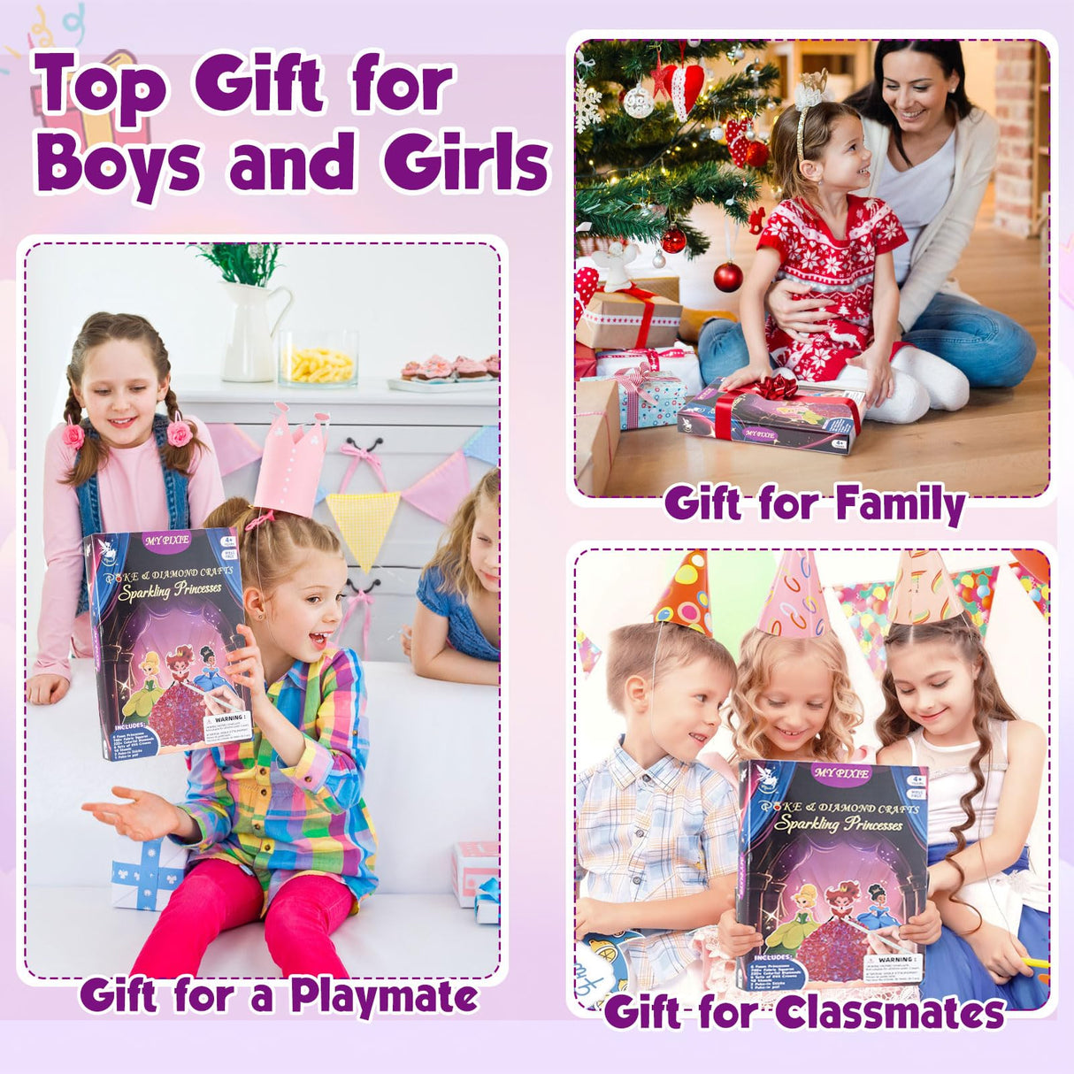 MyPixie Poke Art Kits for Girls, Arts and Crafts for Kids 4-8, DIY Creative Activity Toys, Birthday Gifts for Girls 4 5 6 7 8 9 10 (Princess) MyPixie