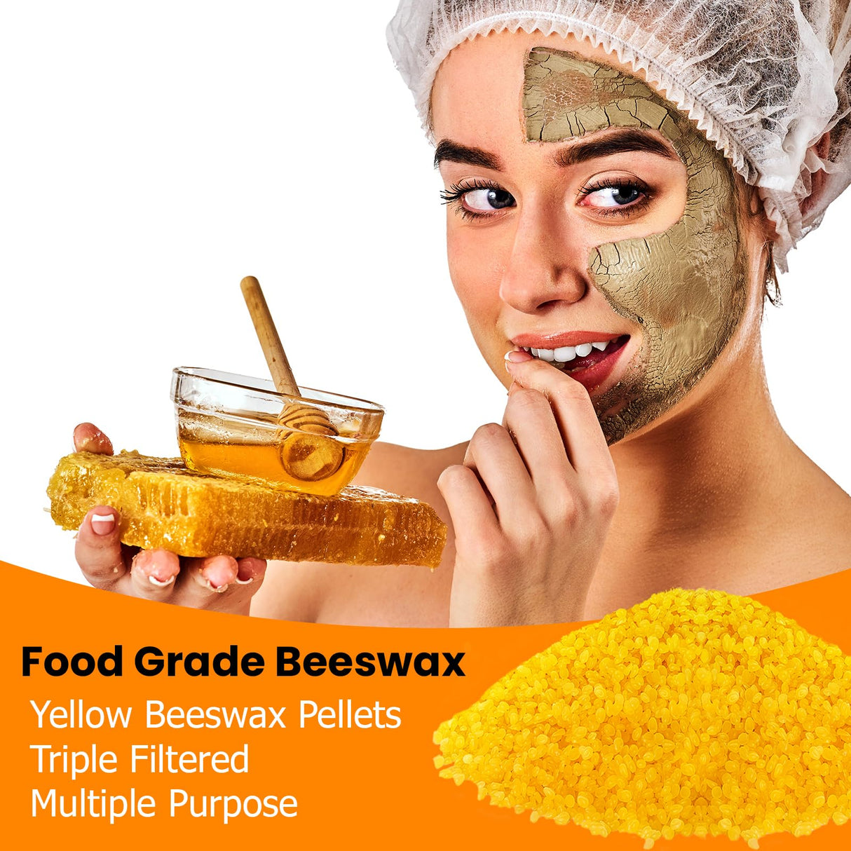 5LB Yellow Beeswax Pellets Food Grade Beeswax Triple Filtered Beeswax for Candle Making Beeswax Pastilles for DIY Creams Lotions Lip Balm Soap WuNa