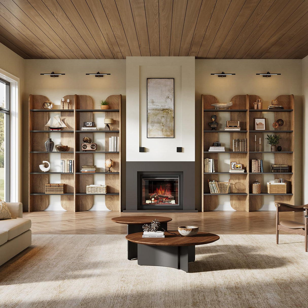 Tribesigns 70.87" Tall Farmhouse Bookshelf, 5-Tier Double Wide Bookcase with Open Shelves, Vintage Bookshelf for Living Room, Office, Study Room, Bedroom (1, Brown+Black) Tribesigns