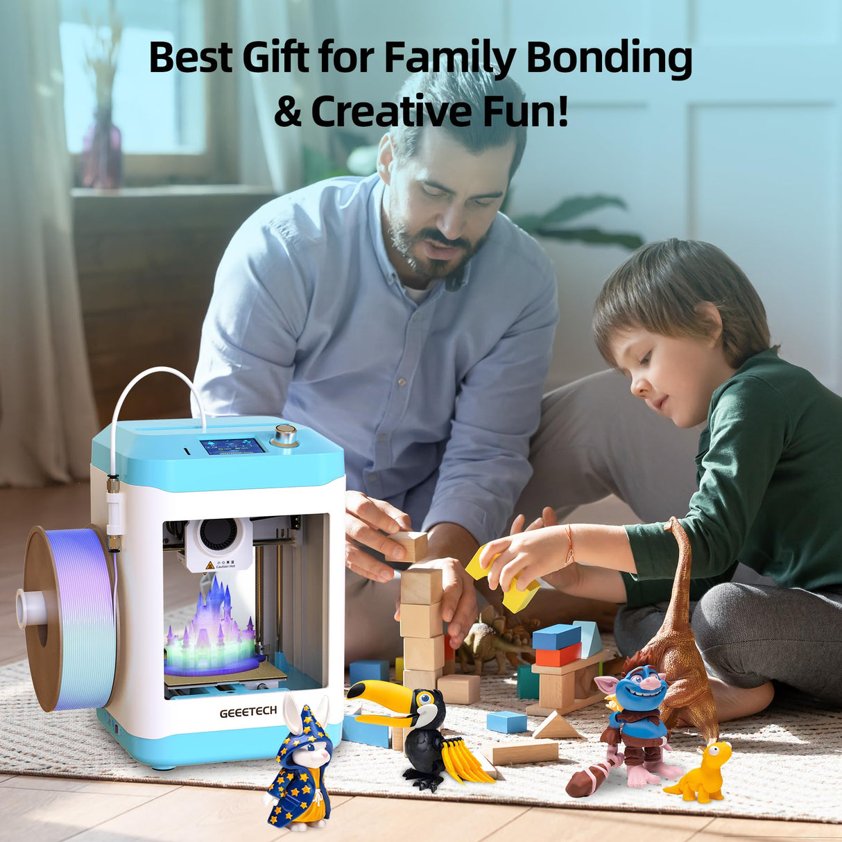 Geeetech 3D Printer for Kids & Beginners, High-Speed Mini 3D Printer, Auto-Leveling, Child-Safe Design, Fully Open Source Pre-Assembled STEM Learning Tool, 3.94x4.33x3.94in Print Size for Home/School Geeetech
