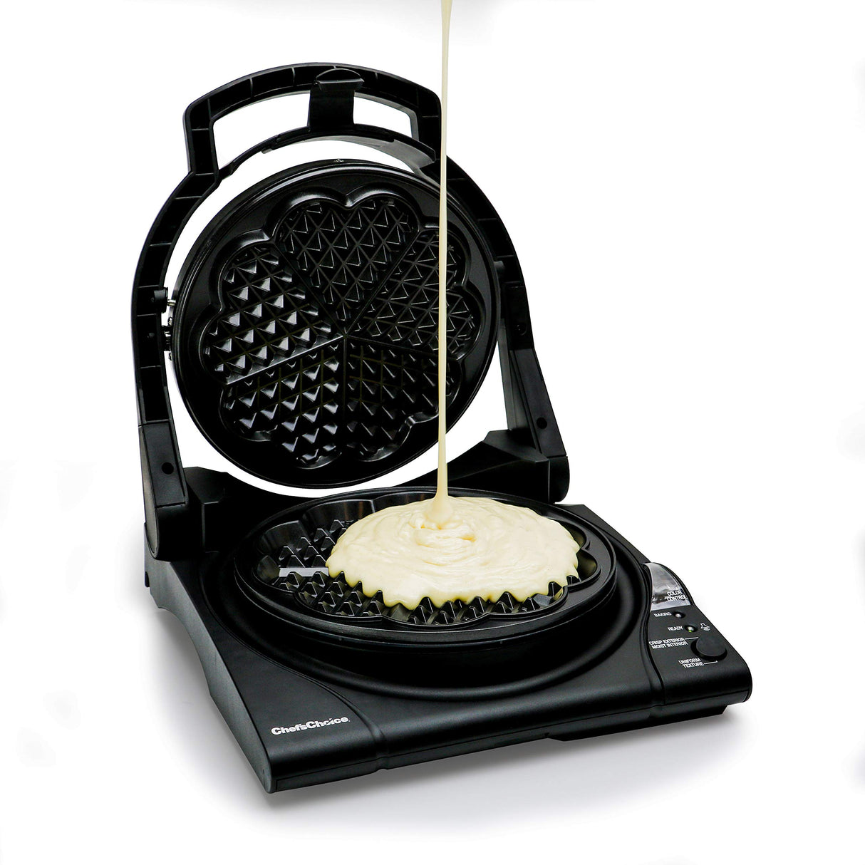 Chef’sChoice 840 WafflePro Taste / Texture Select Waffle Maker Traditional Five of Hearts Easy to Clean Nonstick Plates, 5-Slice, Silver Chef's Choice