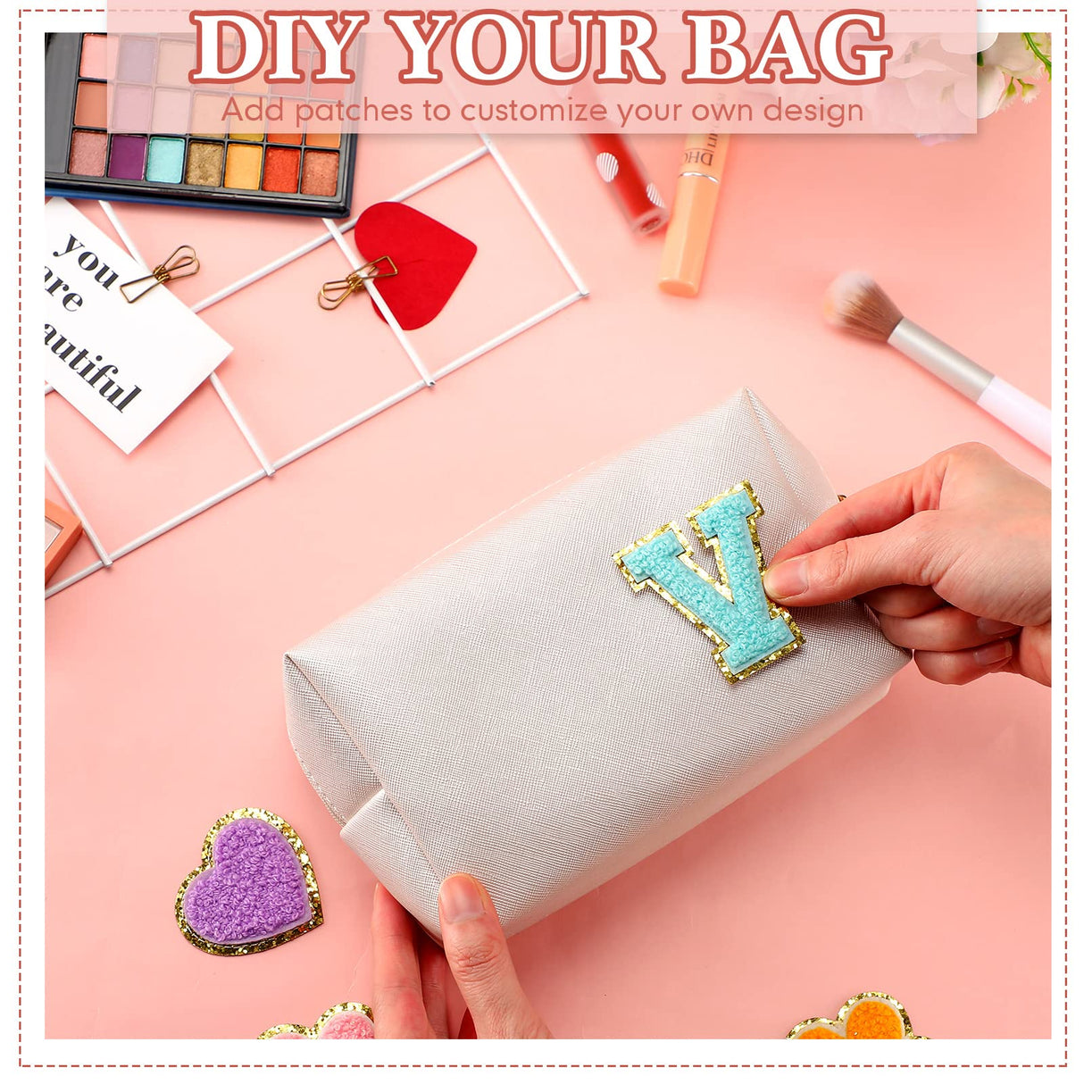 Kigeli 15 Pcs Aesthetics Makeup Bag PU Leather Cosmetic Bag Makeup Pouch Bulk Plain Cosmetic Pouch Waterproof Toiletry Bag for Christmas Party Gift Travel Cosmetic Organizer for Women (Ivory White) Kigeli