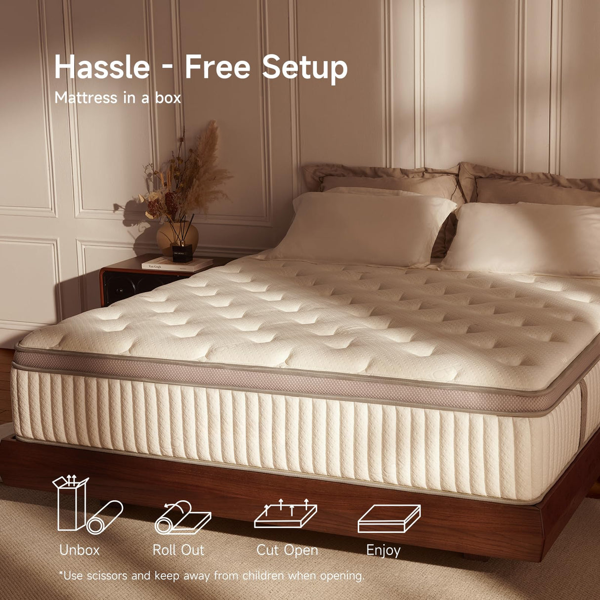 Sofelf Queen Size Mattress, 14 inch Queen Cool Memory Foam Mattresses for Pressure Relief, Medium Firm Hybrid Mattress in a Box, CertiPUR-US Certified Sofelf