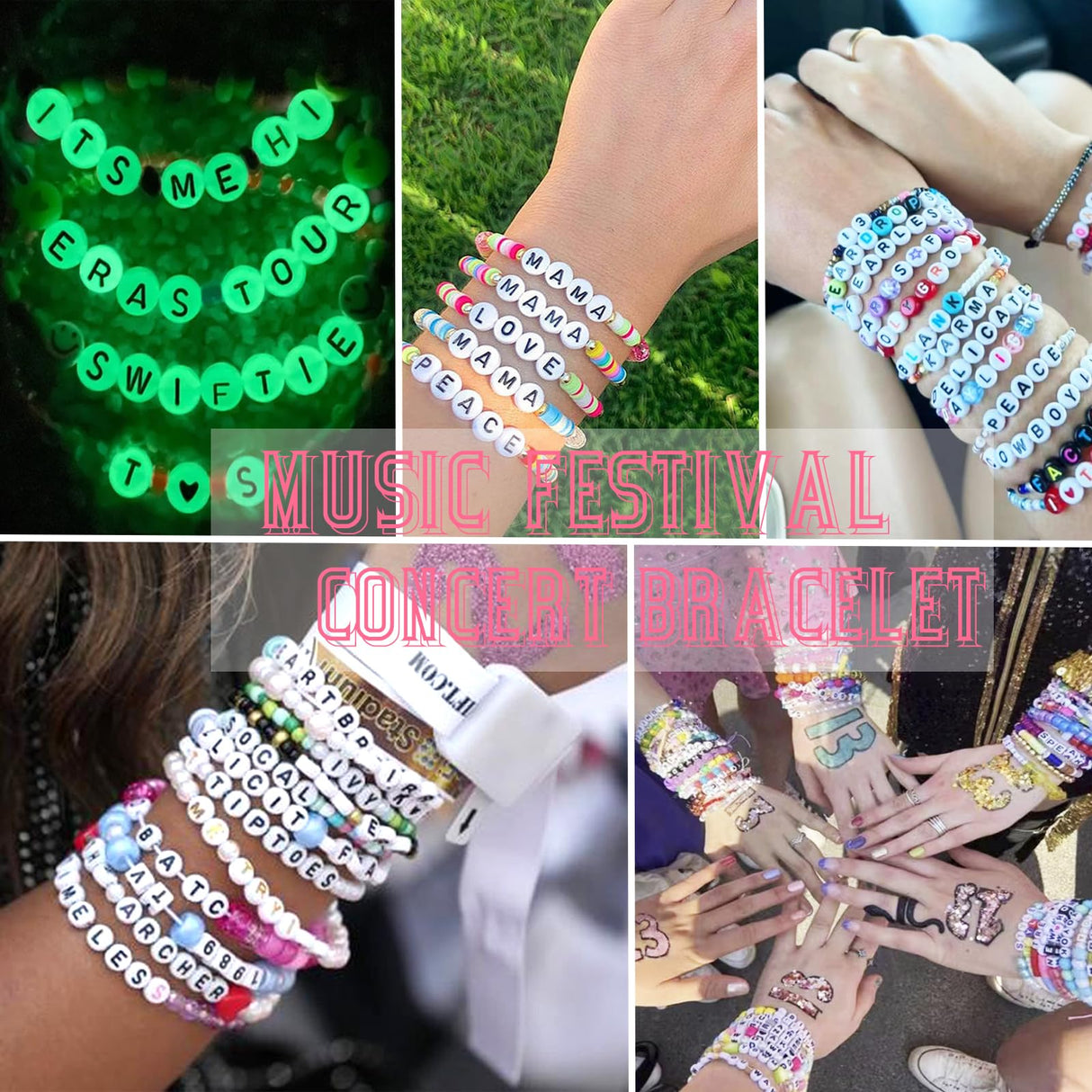 LZOUOWO Friendship Bracelet Kit Concert Bracelets Merch, 7200pcs Clay Beads for Bracelet Making Kit with Glow Beads Letter Beads and Smile Face Number Beads Jewelry for Crafts Gift LZOUOWO
