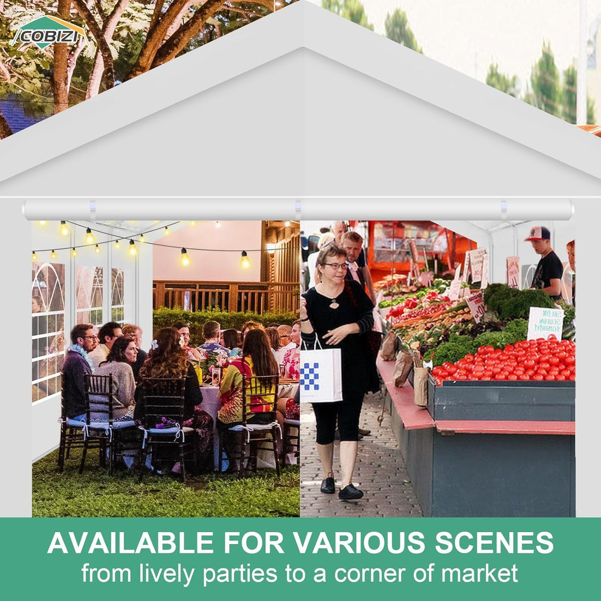 COBIZI 13x26FT Party Tent Heavy Duty Outdoor Gazebo White Event Shelter Wedding Canopy Tent for Parties Carport Commercial with Removable Sidewall Windows, Powder Coating (Better Than Galvanized) COBIZI