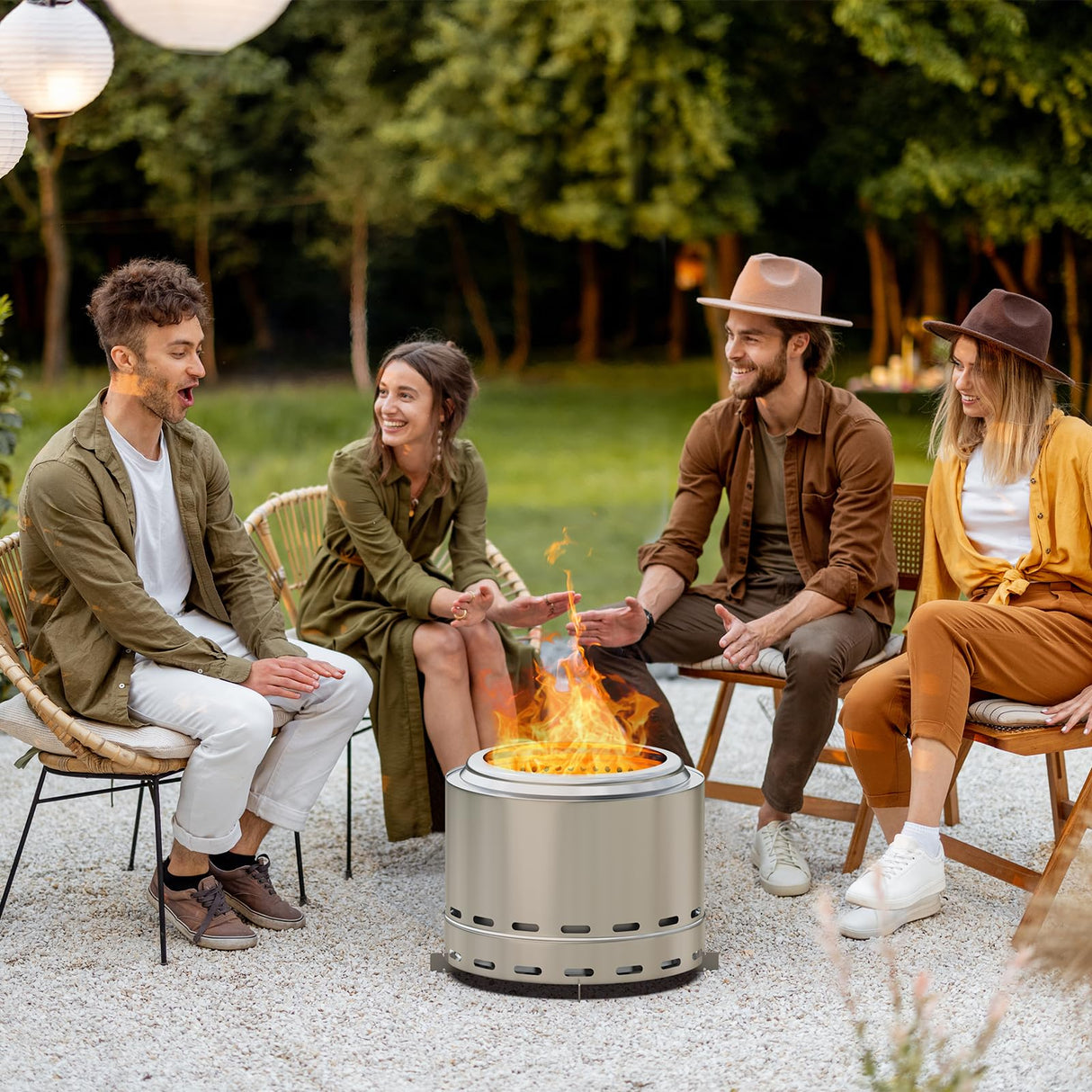 ROOMTEC 19.5" Smokeless Fire Pit, Portable Wood Burning Firepit with Stand and Bag, Easy Clean Bonfire with Removable Ash Pan, Low Smoke Fireplaces for Camping, Patio and Outside ROOMTEC