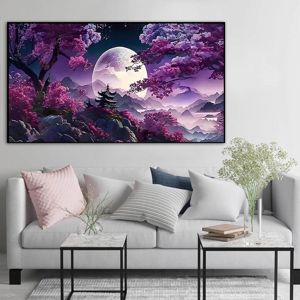 BOHADIY 5D Large Diamond Art Painting,Moon Diamond Painting Kits for Adults,DIY Full Drill Mountain Crystal Rhinestone Arts and Crafts,Tree Gem Art Painting with Diamond Home Wall Decor27.5 X 15.7inch BOHADIY