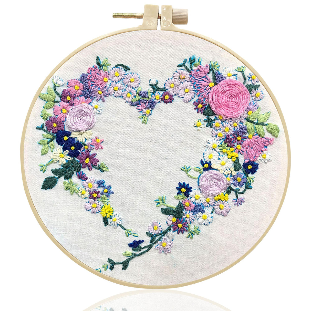 Maydear Embroidery Kit for Beginners Patterns Punch Needle Kit,Cross Stitch Kits,French Stamped Embroidery Starter Kit Adults Including Embroidery Hoop Color Threads and Embroidery Scissors Maydear