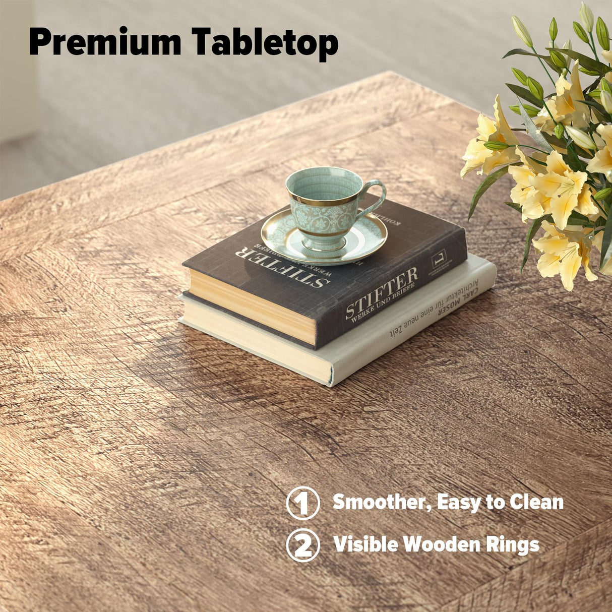 Lareth Coffee Table 31.5 in Rustic Center Table with X Design Wooden Pedestal for Living Room, Dark Oak Square Home Office Sofa Side Table for Small Space, Easy Assembly, Space-Saving Lareth