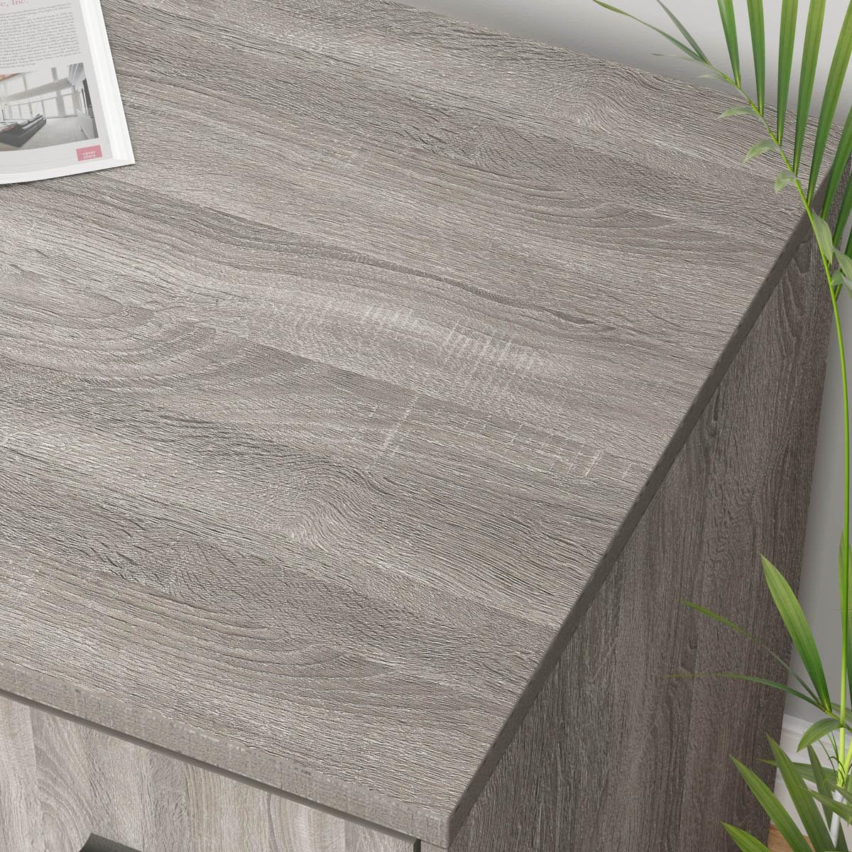 LVB Reversible Gray L Shaped Corner Desk with Storage, 60" Corner L-Shaped Computer Desk with File Cabinet Shelves, Wood Metal L Shape Home Office Work Study Writing Desk for Dual Monitor, Light Grey LVB