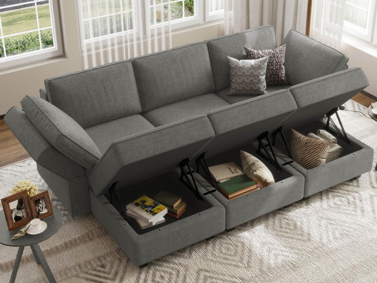 Belffin Modular Sectional Sofa Sleeper Modular Sectional Couch Sofa Convertible Sectional Couch Reversible Sofa Bed Grey Belffin