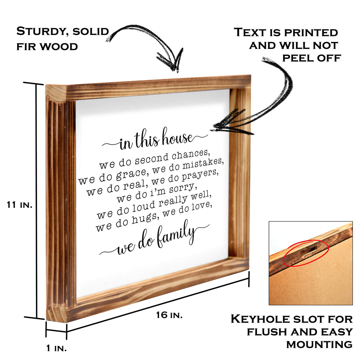 MAINEVENT In This House We Do Family Sign 11x16 Inch, Family Signs Home Decor, Rustic Farmhouse Decor the Home Sign, Wall Decorations Living Room, Modern Farmhouse Sign Solid Wood Frame MAINEVENT