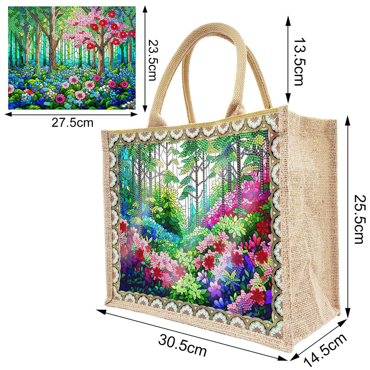 BAYUNOE Mandala Handbag Handmade Diamond Art Painting Purses with 2Pcs Replaceable Canvas Pattern DIY Shoulder Makeup Bag for Women Art Craft Gift-Plant BAYUNOE