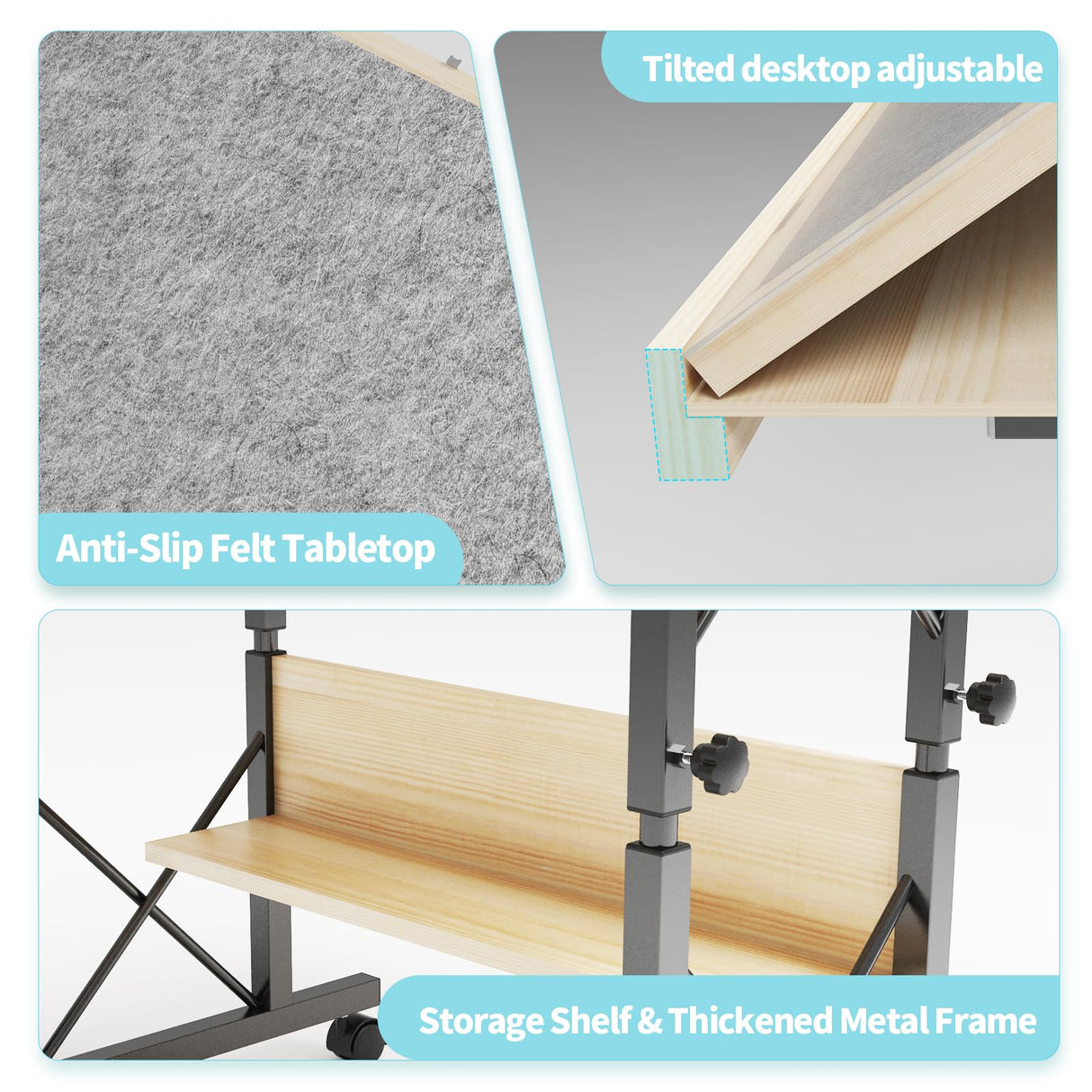 1500 Piece Jigsaw Puzzle Table with Legs for Adults, 5-Tilting-Angle & Height Adjustable Table with Draws, Wooden Puzzle Board with Extended Support Bar & 4 Wheels Easyego