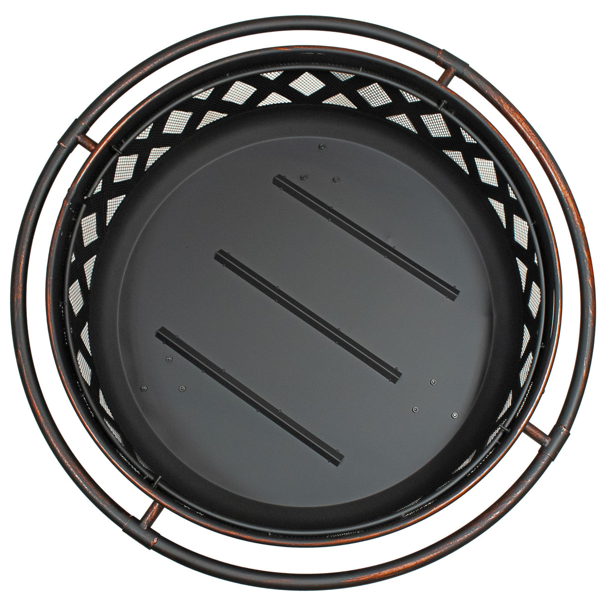 Sunnydaze 36-Inch Bronze Crossweave Wood-Burning Fire Pit - Includes Spark Screen, Fireplace Poker, and Round Cover Sunnydaze