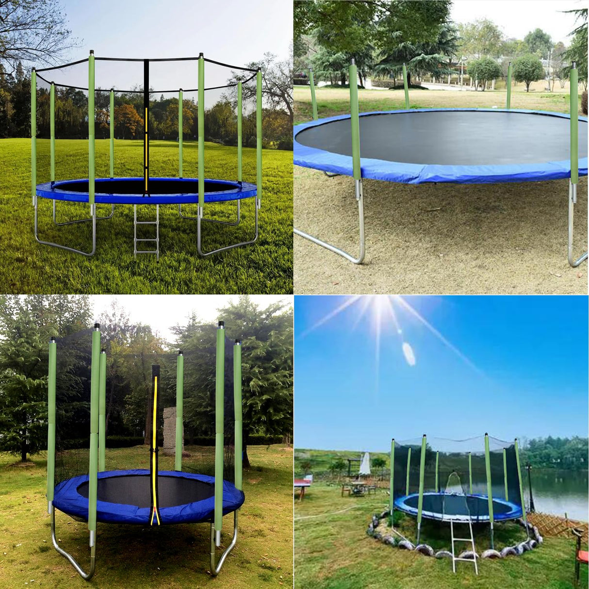 Universal Trampoline Poles, Replacement Poles with Clamp and Hardware and Enclosure Pole Connecters and Screws and Bolts, Pole Caps Fits Most Trampoline JEVEZEE