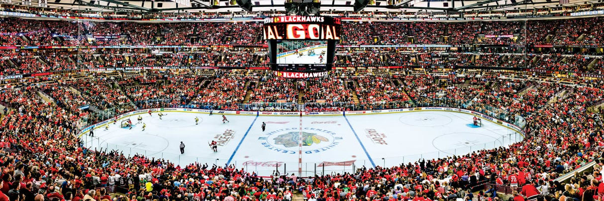 Masterpieces 1000 Piece Sports Jigsaw Puzzle - NHL Chicago Blackhawks Center View Panoramic - 13"x39" Masterpieces