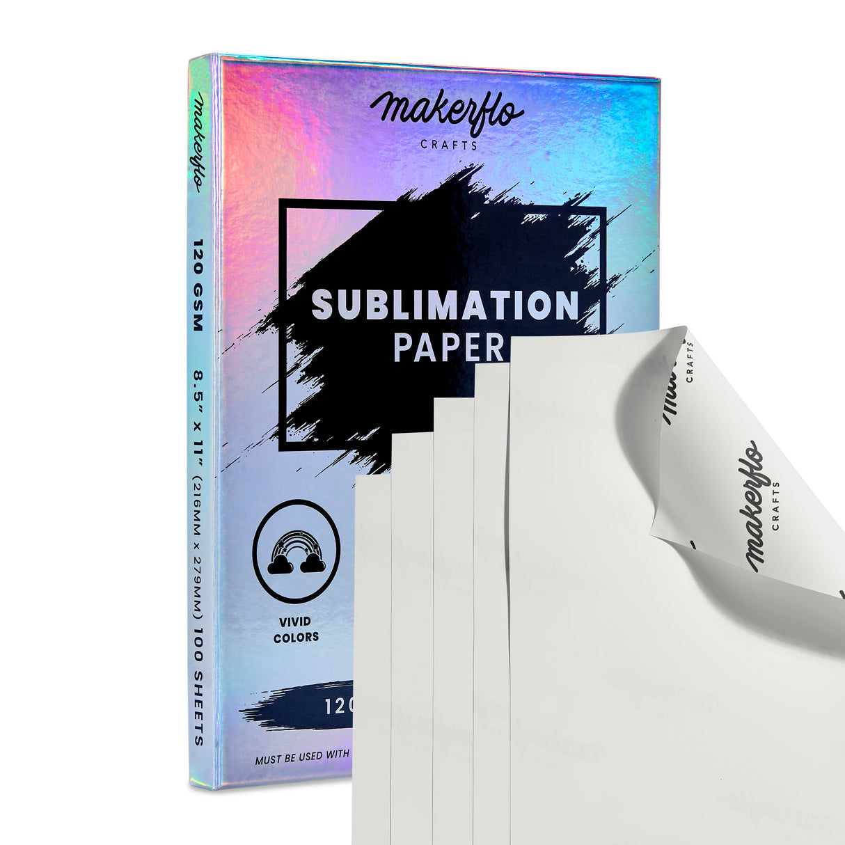 Makerflo Sublimation Paper 100 Sheets 8.5 x 11”, Heat Transfer Sublimation For Tumblers T-Shirts Phone Case Mugs, Printable Stickers Gifting Christmas DIY Enthusiast makerflo