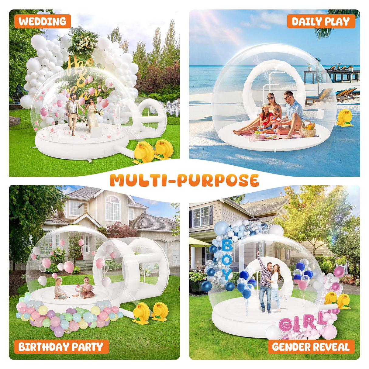 Albott 10FT Inflatabla Bubble Bounce House, Bubble House Inflatable Dome with 550W and 370W Air Blowers for Birthday Parties, Wedding and Gender Revealing Albott