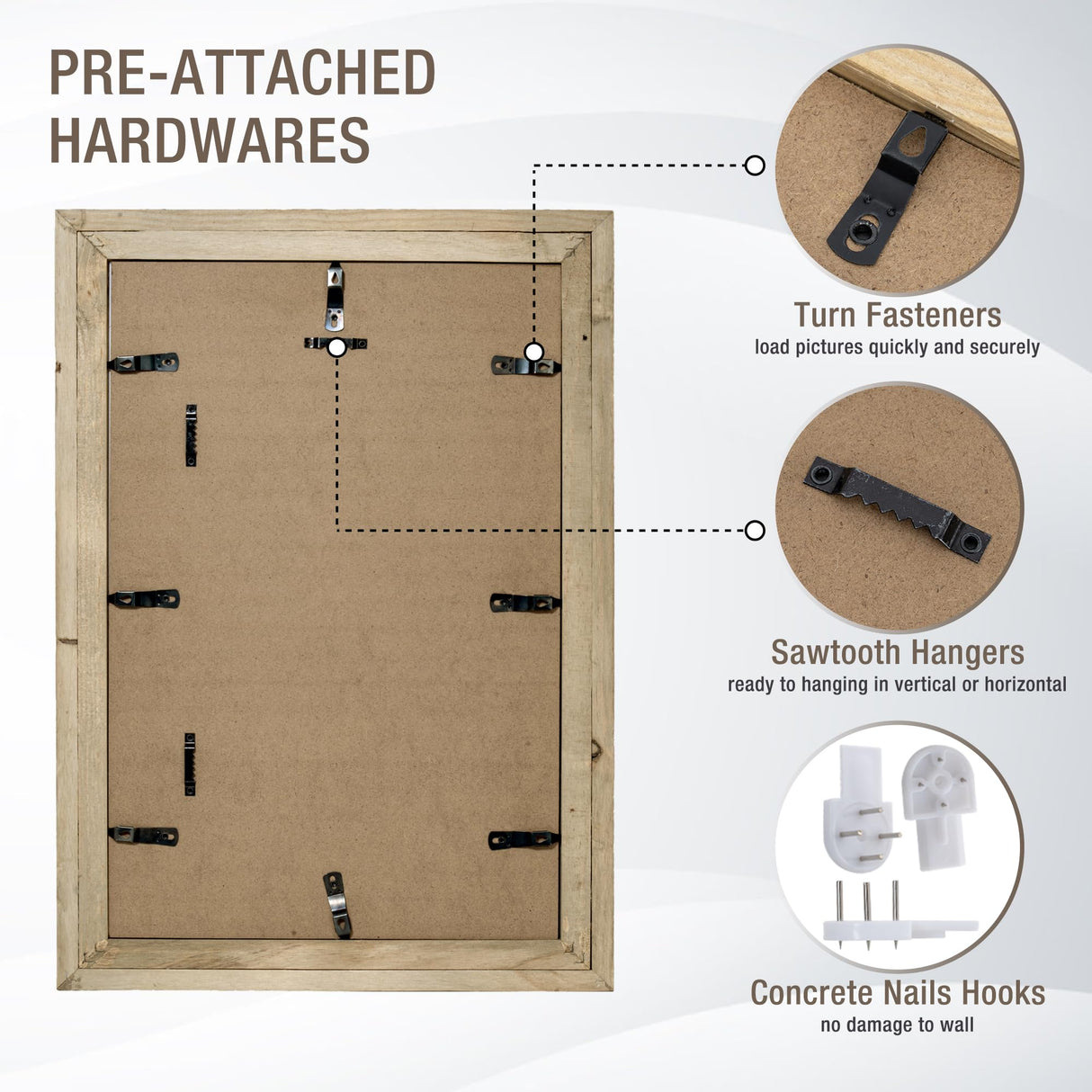 Rustic 16x20 Picture Frame, Reclaimed Barnwood Frame with Tempered Glass, Distressed Gallery Frame Set, Mounting or Table Display for Photos Posters FLYJOE