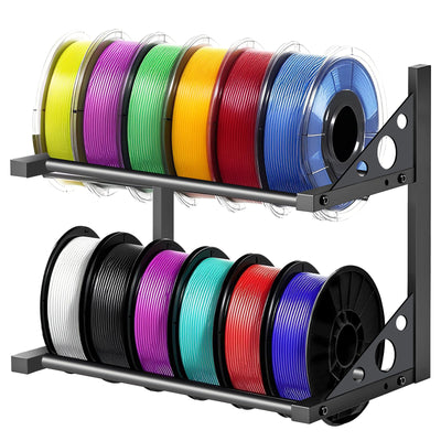 3D Filament Rack Wall Mount, Desktop 3D Printer Filament Storage, Rolling 3D Filament Holders Racks, 2-Tier Heavy Duty Metal Shelf for TPU/PLA/ABS