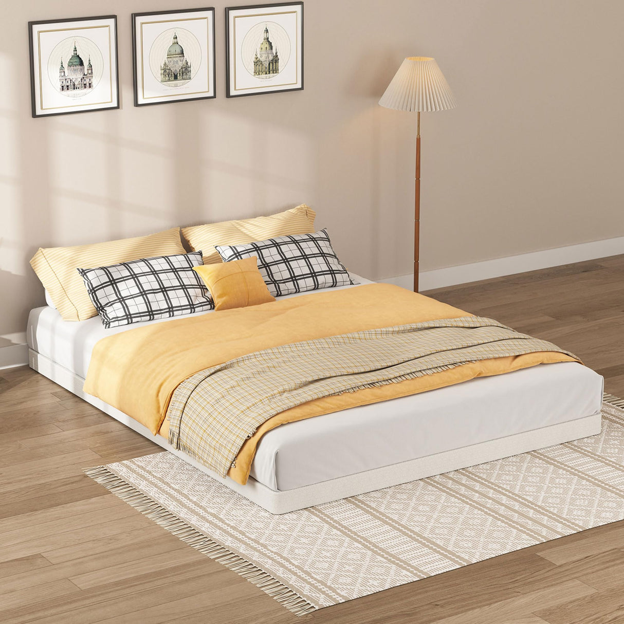 SHOANED Queen Size Box Springs - 3 Inch Low Profile Mattress Foundation No Noise Heavy Duty Metal Basics Bed Base with Clean Fabric Cover, Easy Assembly SHOANED