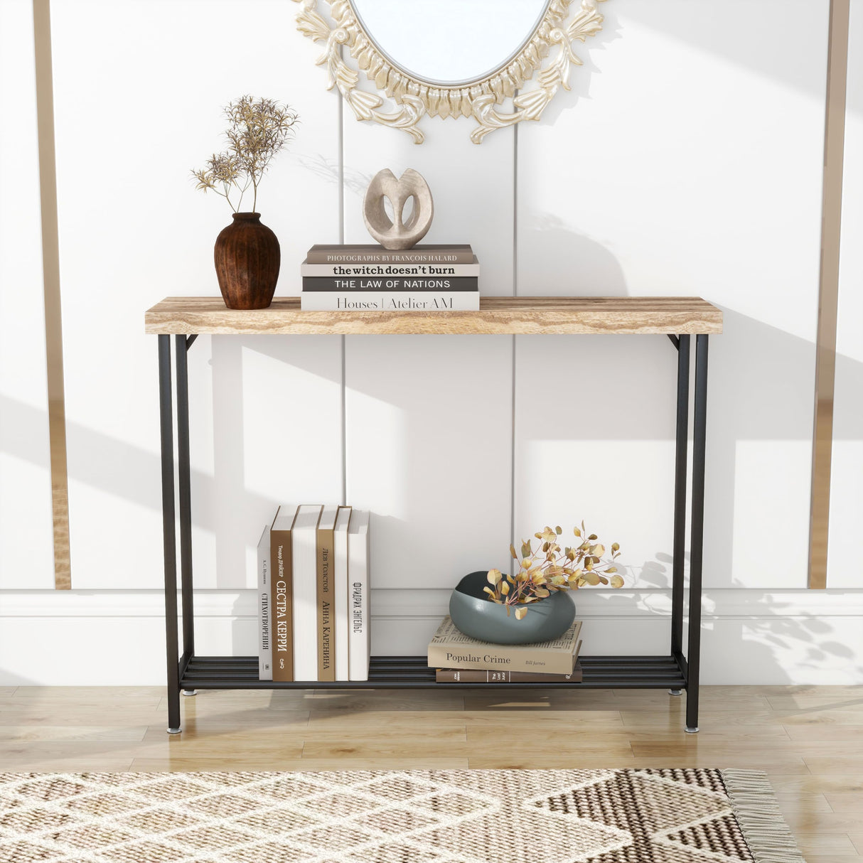 Acovy Rustic Solid Wood Sofa Table, Entryway Table, Console Table for Living Room, Hallway, Foyer, Rustic Brown Acovy