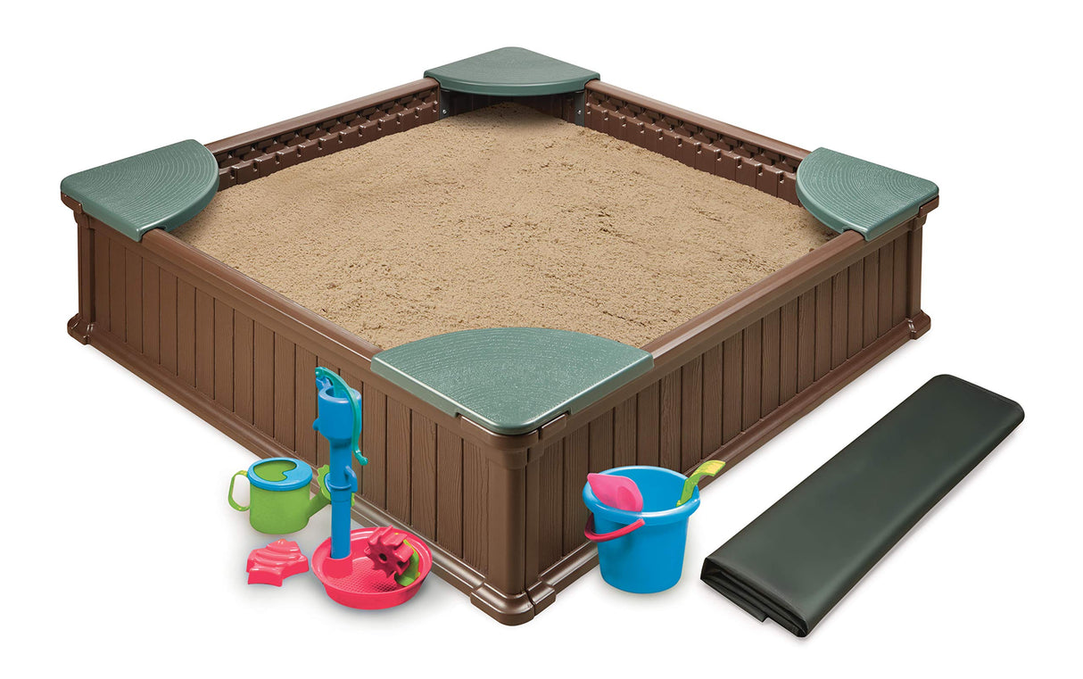 Badger Basket Woodland 2-in-1 Kids Outdoor Sandbox or Garden and Vegetable Planter, Outdoor Play Equipment - Brown/Green Badger Basket