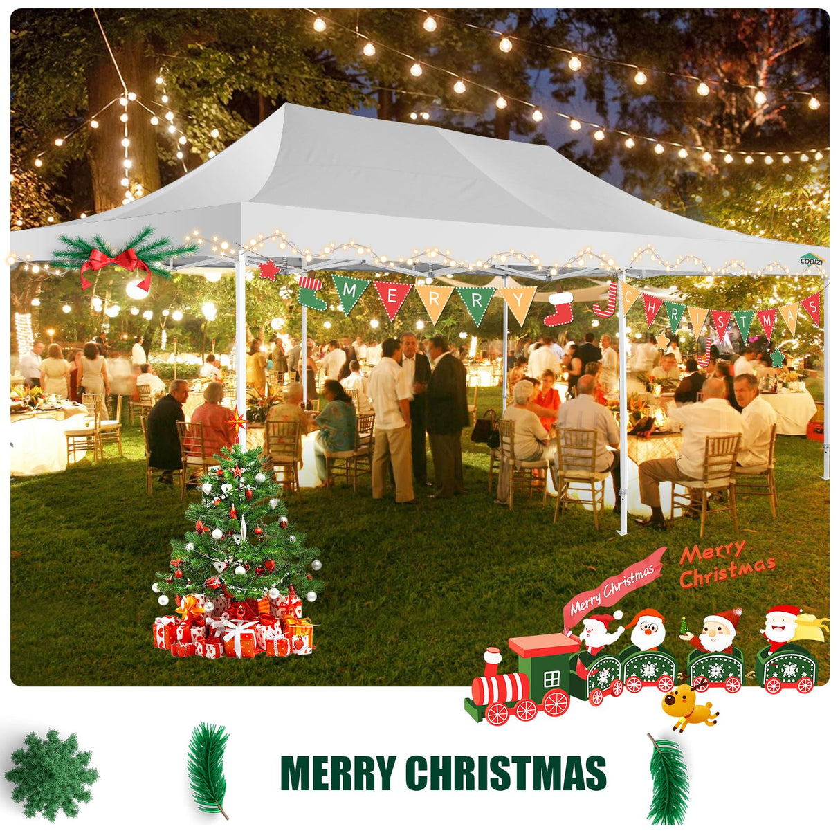COBIZI 13x26 Pop Up Tent 13x26 Canopy with Sidewalls Heavy Duty Canopy Party Tent for Parties, Outdoor Wedding Large Event Tent Wind Waterproof UPF 50+ Ez Up in Garden Lawn with Roller Bag, White COBIZI
