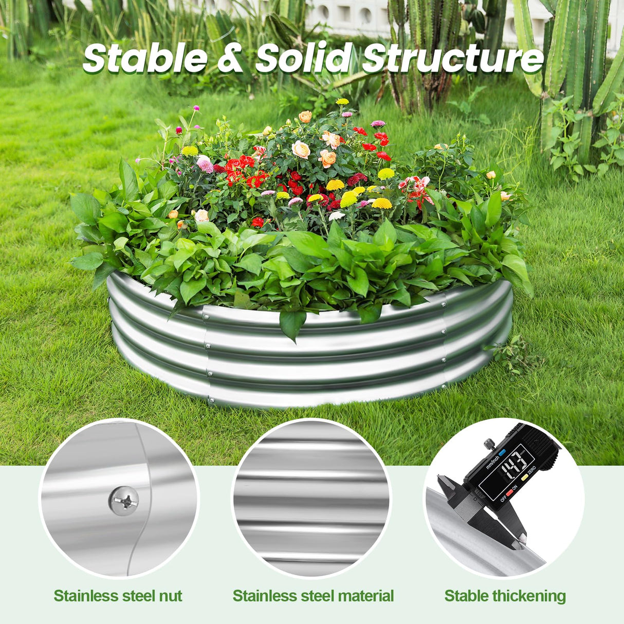 Land Guard Galvanized Raised Garden Bed Kit, Galvanized Planter Raised Garden Boxes Outdoor, Round Large Metal Raised Garden Beds for Vegetables …… Land Guard